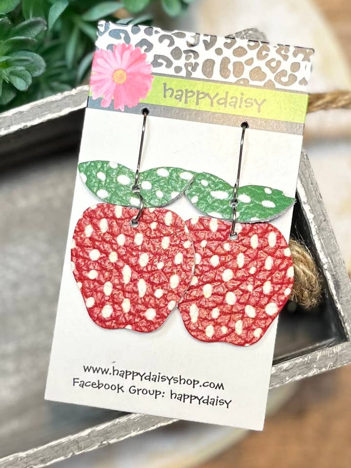 Pendientes de piel Teacher Apple Back to School para venta al por mayor de happydaisy