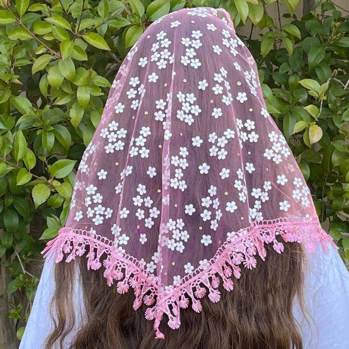 Oremus Mercy - Wholesale Veil - Women's - Little Flower Veil - PINK