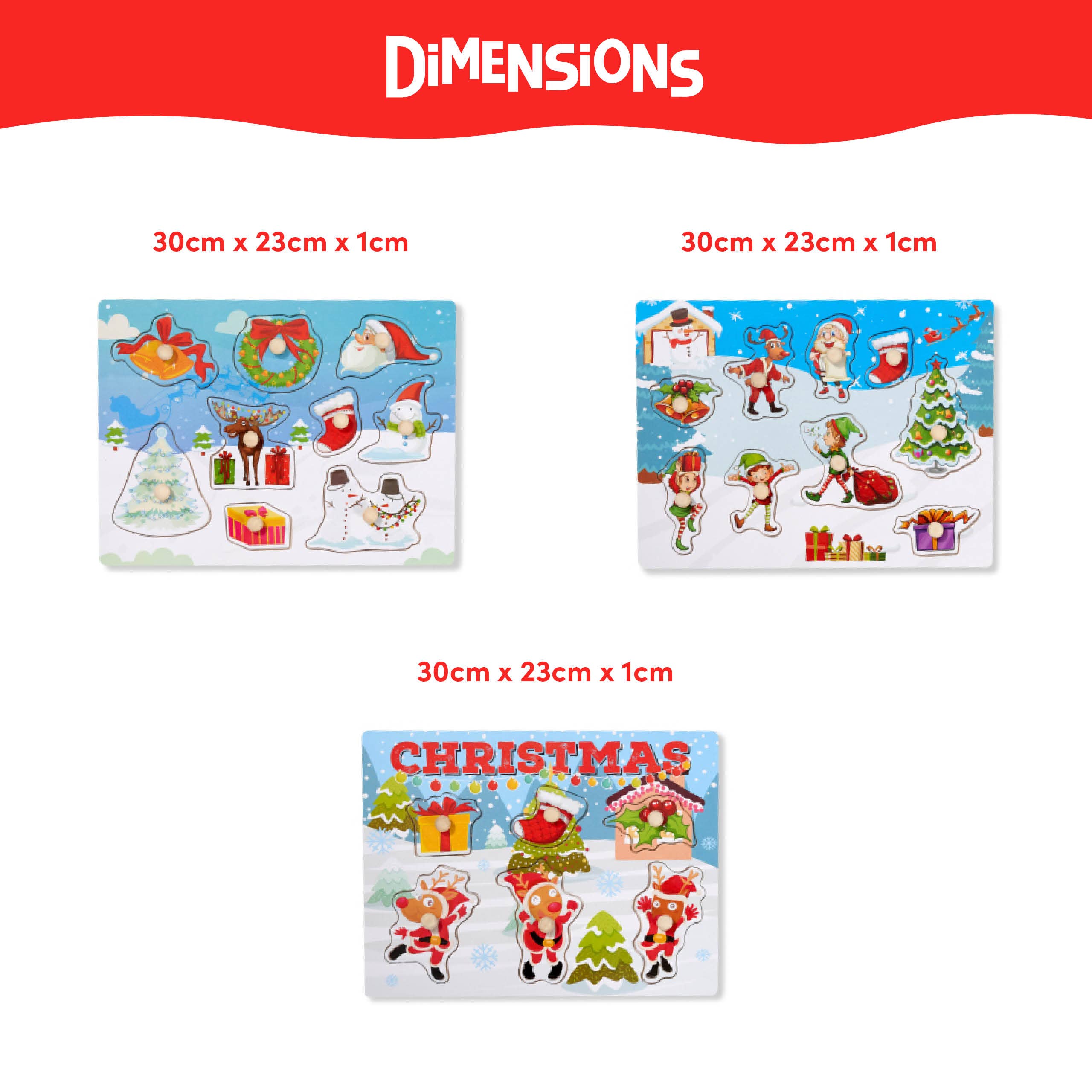 The Twiddlers - Wholesale Puzzle - Kids - 3 Wooden Christmas Puzzles for Kids, Cute Animal Characters2