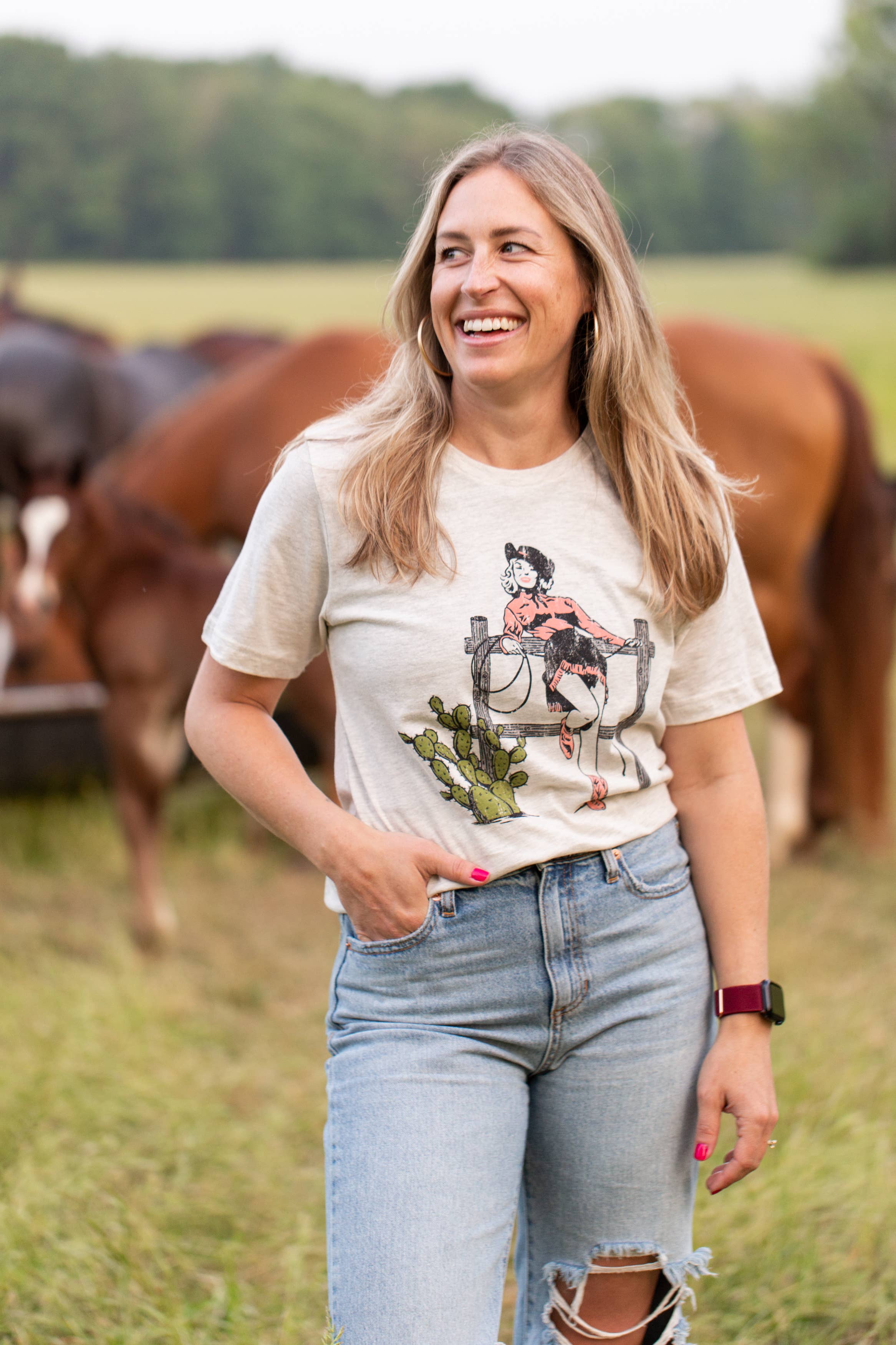 SOUTHERN FRIED DESIGN BARN - Wholesale Screen Printed T-Shirt - Women's - Cowgirl - Shirt3