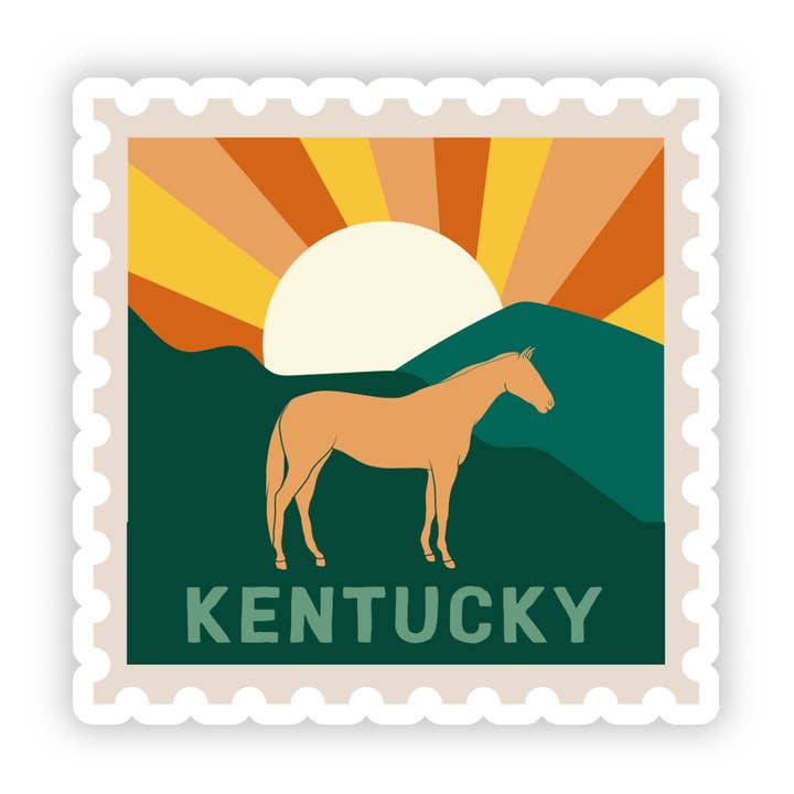 Kentucky State Pride Stamp Style Vinyl Sticker, 2.5in for wholesale by Jessica Holly Creative