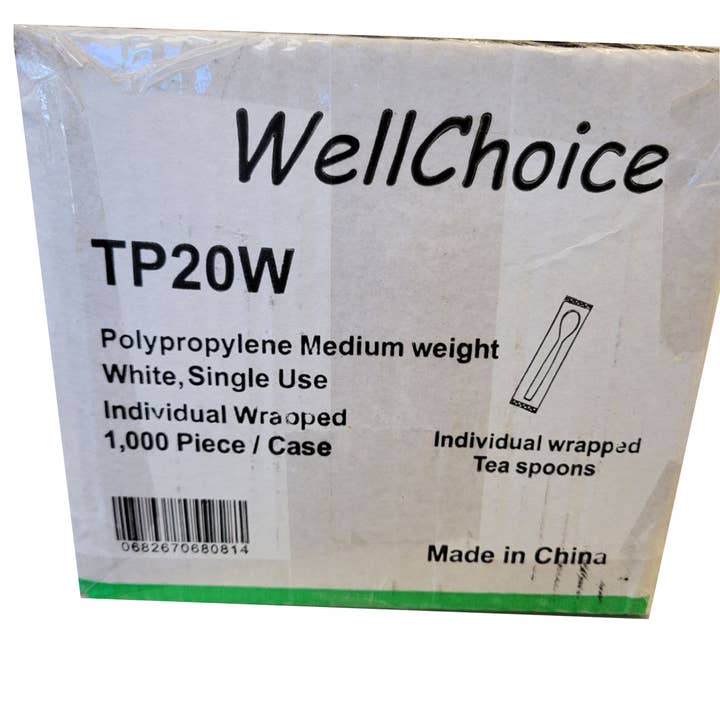 Cuillère à thé blanche emballée individuellement {1000 pièces/caisse} en vrac pour la vente par Label & Decore