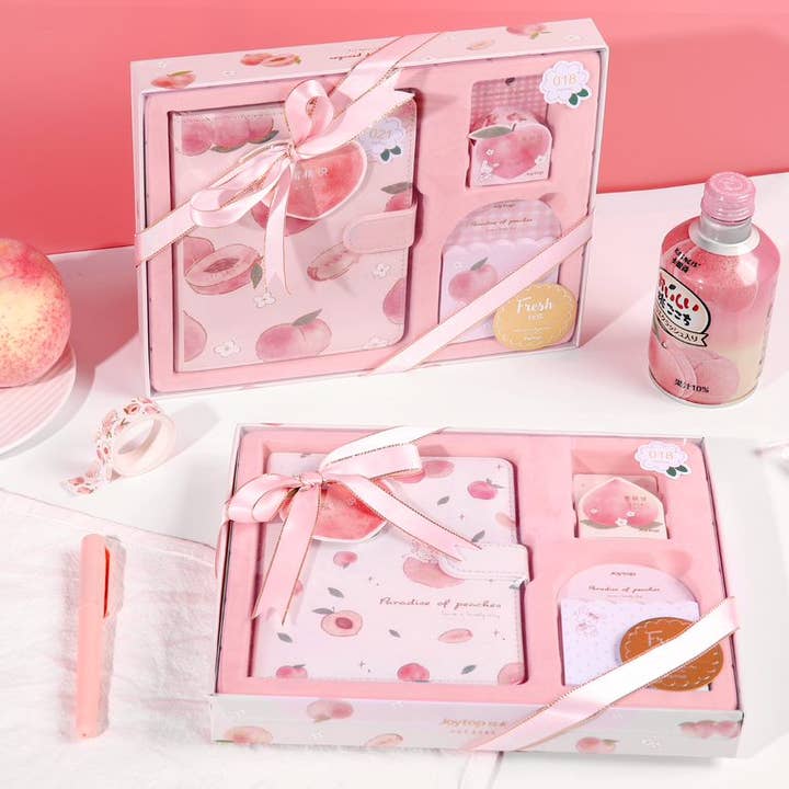 Yenzee Stationery - Vente Cahiers - Coffret cadeau carnet à motif pêche5