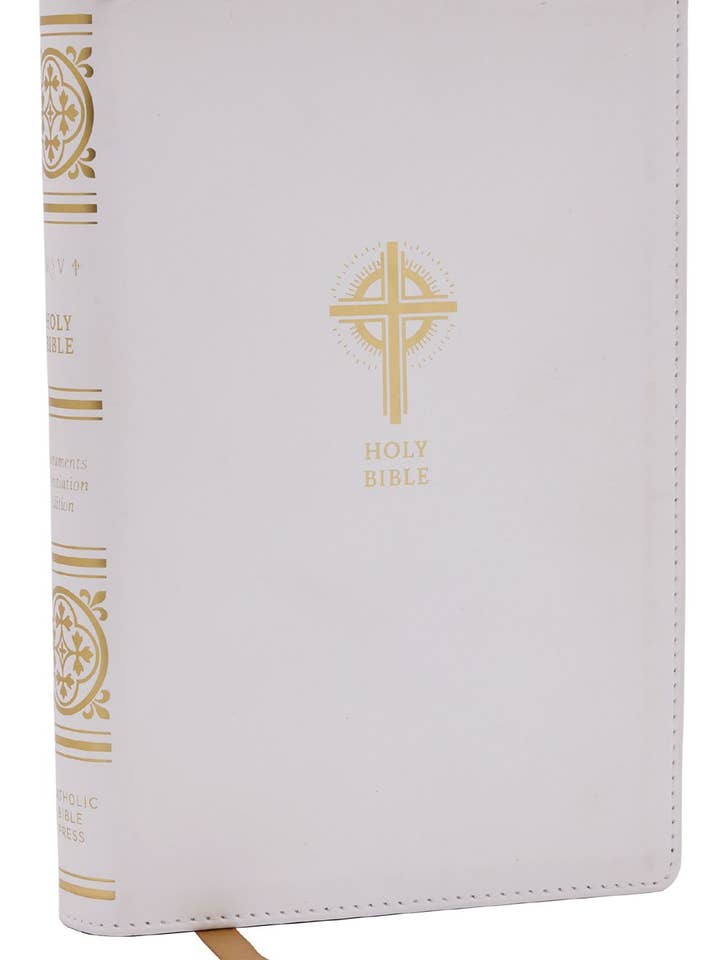 NRSVCE Sacraments of Initiation Catholic Bible, White Leathe for wholesale by HarperCollins Christian Publishing