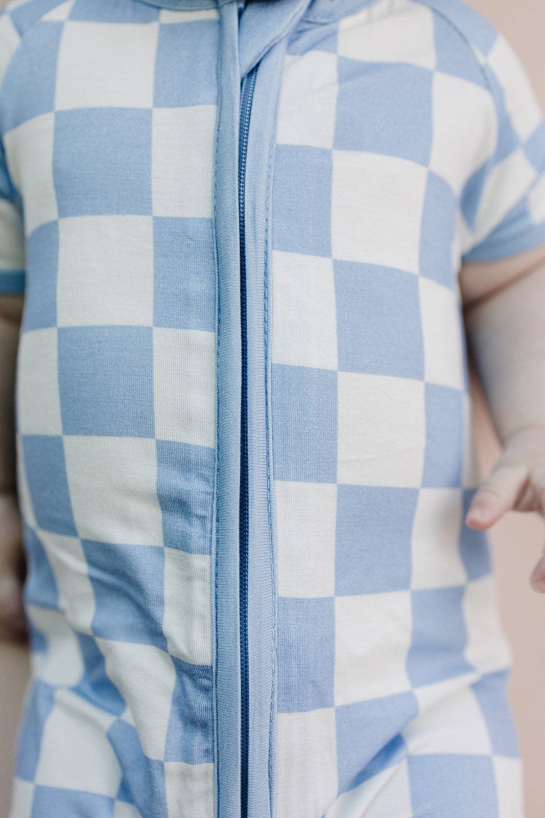 Lucky Panda Kids - Venta al por mayor Peto - Bebés - Mameluco corto de bambú para bebé | Cuadros azules5