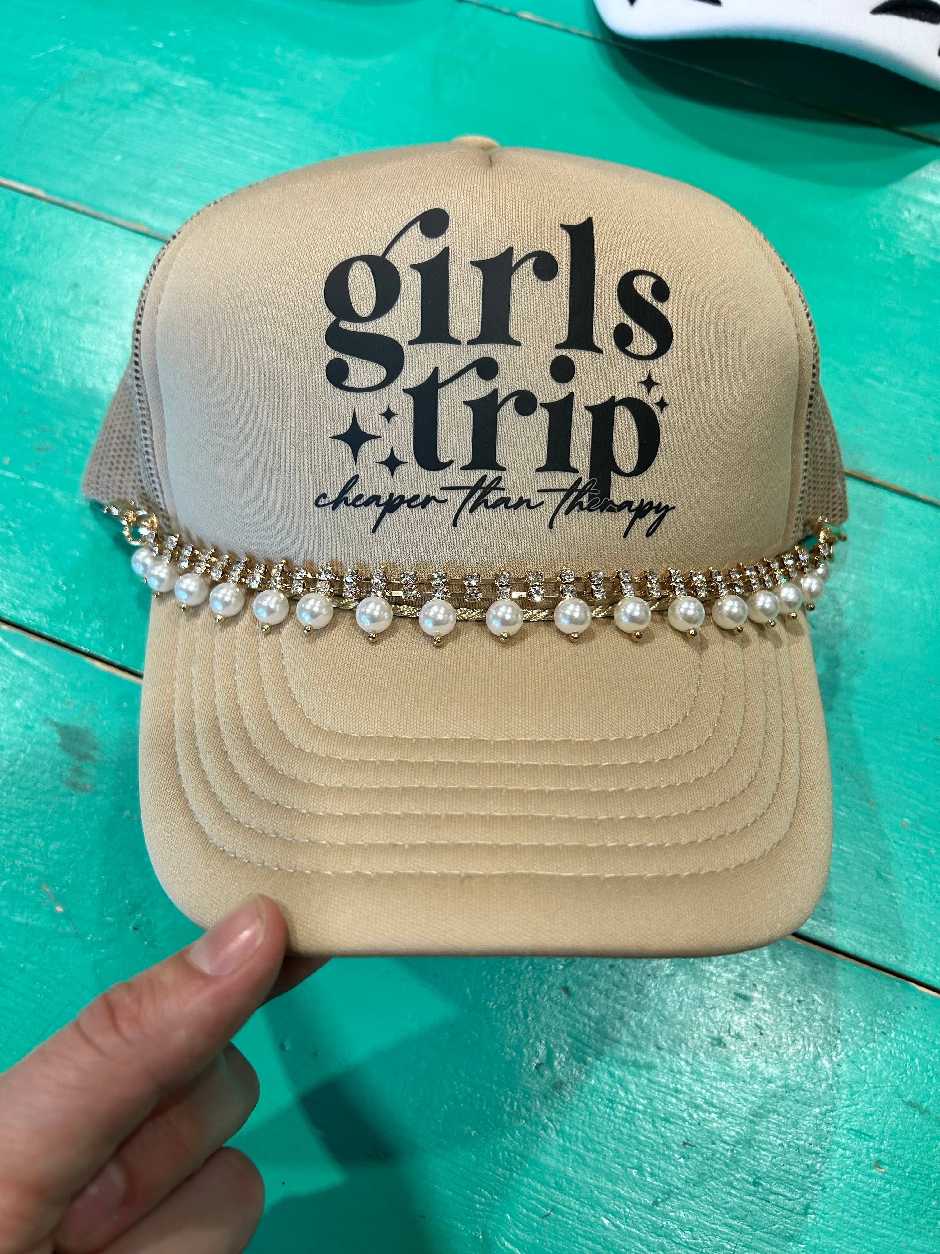 Vibes Hat Company - Wholesale Trucker Hat - Women's - Girls Trip Cheaper Than Therapy Trucker | Roadtrip | Summer 0