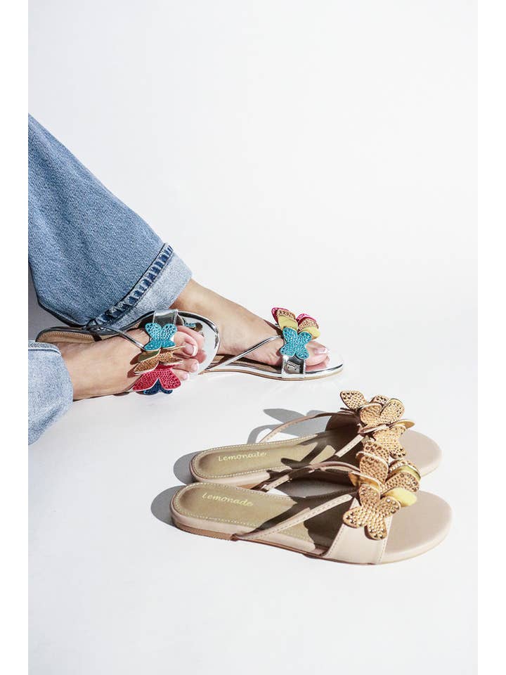 Lemonade Shoes - Wholesale Sandals - Women's - SABETHA - Sandals w/ Sparkling Butterfly Embellishment18
