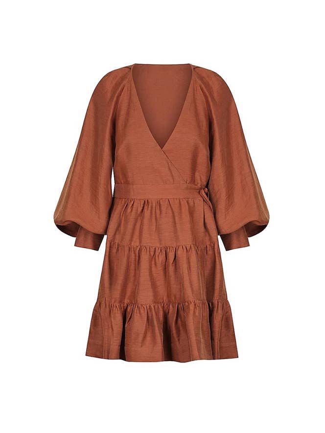 Ayurvastram - Wholesale Dress - Women's - Stella Women's Linen Cotton tiered, Frill Wrap Dress6