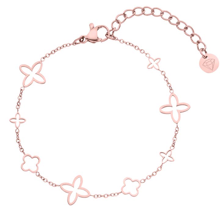 Schmuckgroßhandel - Wholesale Charm/Dangle Bracelet - Fancy Clover Bracelet | 18K Gold Plated5