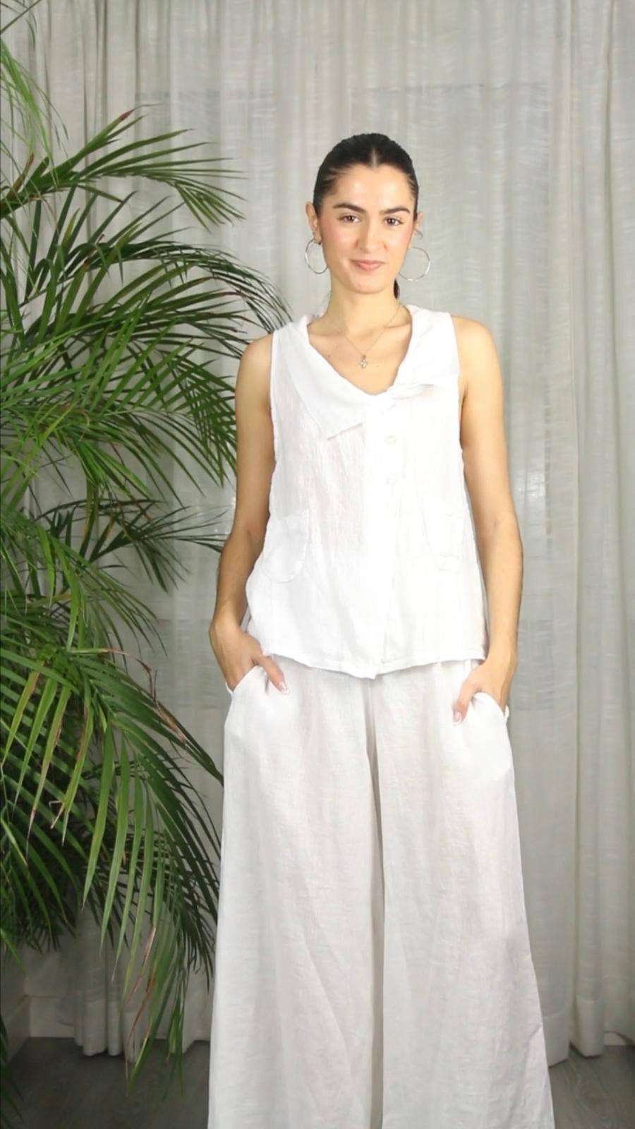 Linen & More - Wholesale Button Down Shirt - Women's - REF 5007 T-SHIRT UNEQUAL 100% LINEN11