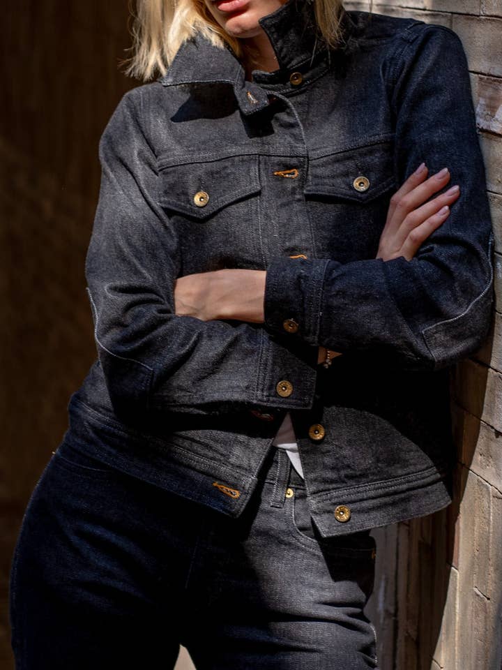 Black Stone Artcher Jacket | 14oz Broken Twill Denim for wholesale on Faire3