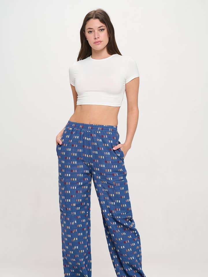 POLKA SQUARE PRINT COTTON PANTS for wholesale by SM WARDROBE