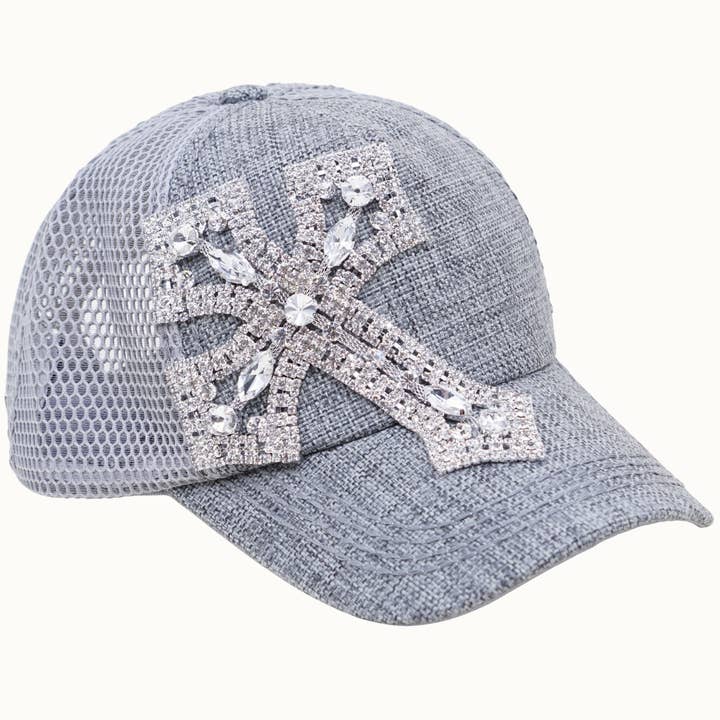 Olive & Pique - Wholesale Trucker Hat - Women's - Cross Bejeweled Bling Glitz Trucker Cap, Adjustable2