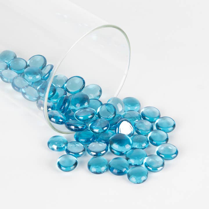 WGV International - Wholesale Decorative Tabletop Object - WGV Decorative Flat Glass Marble Vase Filler - Aqua