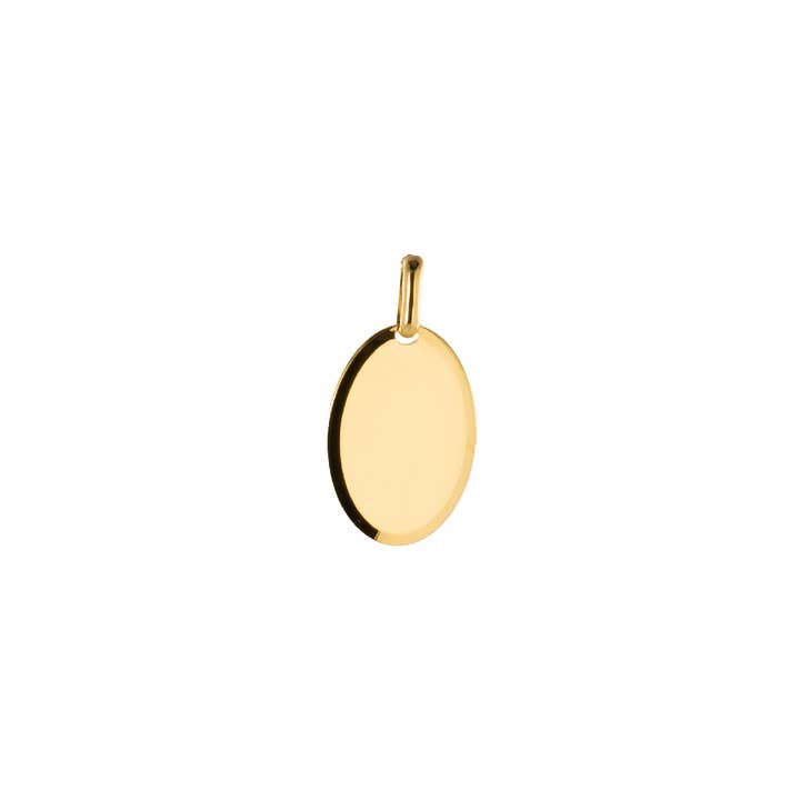 Bijoux Fabrication Française - Wholesale Individual charm/pendant - Engraving Oval Medal - Chamfered - Gold-Plated -Silver 925‰7