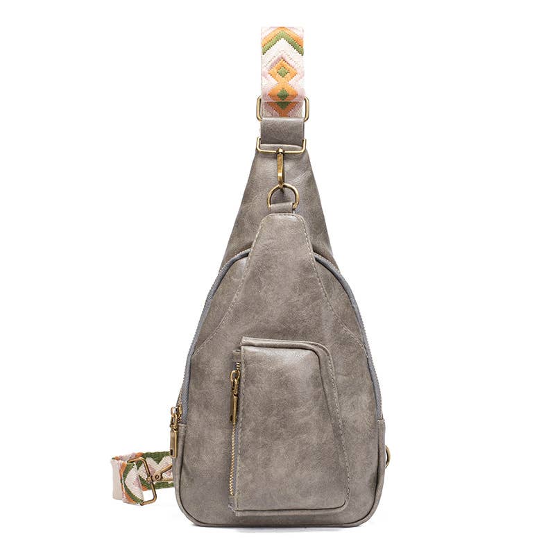 UNISHE - Vente Sac à bandoulière – femme - Sac bandoulière en cuir PU avec sangle brodée CW0143