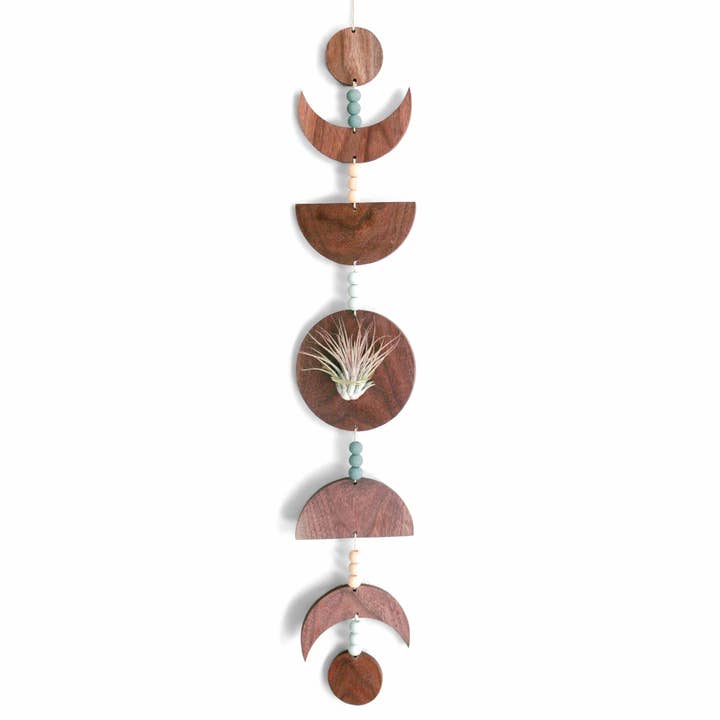 Walnut Moon Phases Air Plant Holder for wholesale by Keystone Inspired Co.