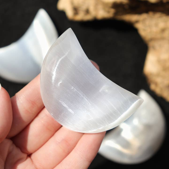 Selenite Half Moon | Healing Selenite Moon for wholesale by Natures Artifacts Inc