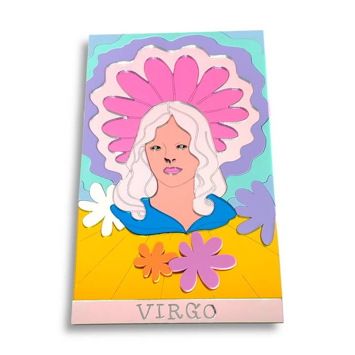 Arte de Parede Virgem – Decoração de parede em plexiglass feita à mão com signo do zodíaco Virgem por atacado de Funk Da Queen