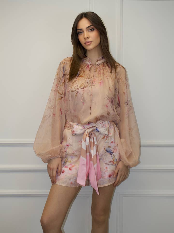 Chiffonblus med knytband och shorts i set för wholesale av Chilli Girl Collection