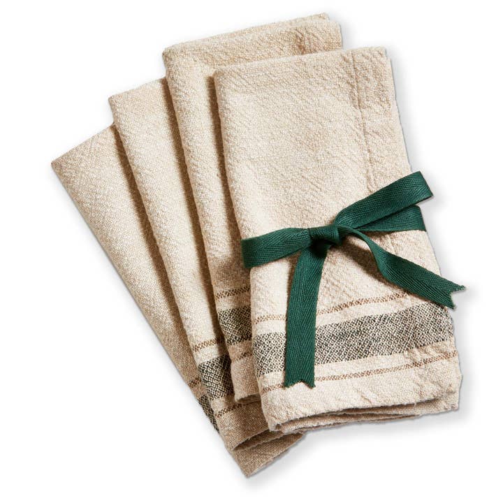 Aspen Stripe Napkin Set of 4 Beige Multi Cotton Christmas for wholesale by tag