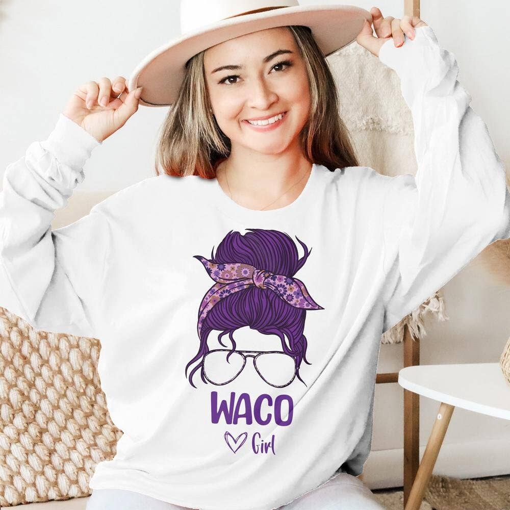 PositiveParty – T-shirt estampada - Mulher por atacado – Camisa Waco Menina, Presente Born In Waco6