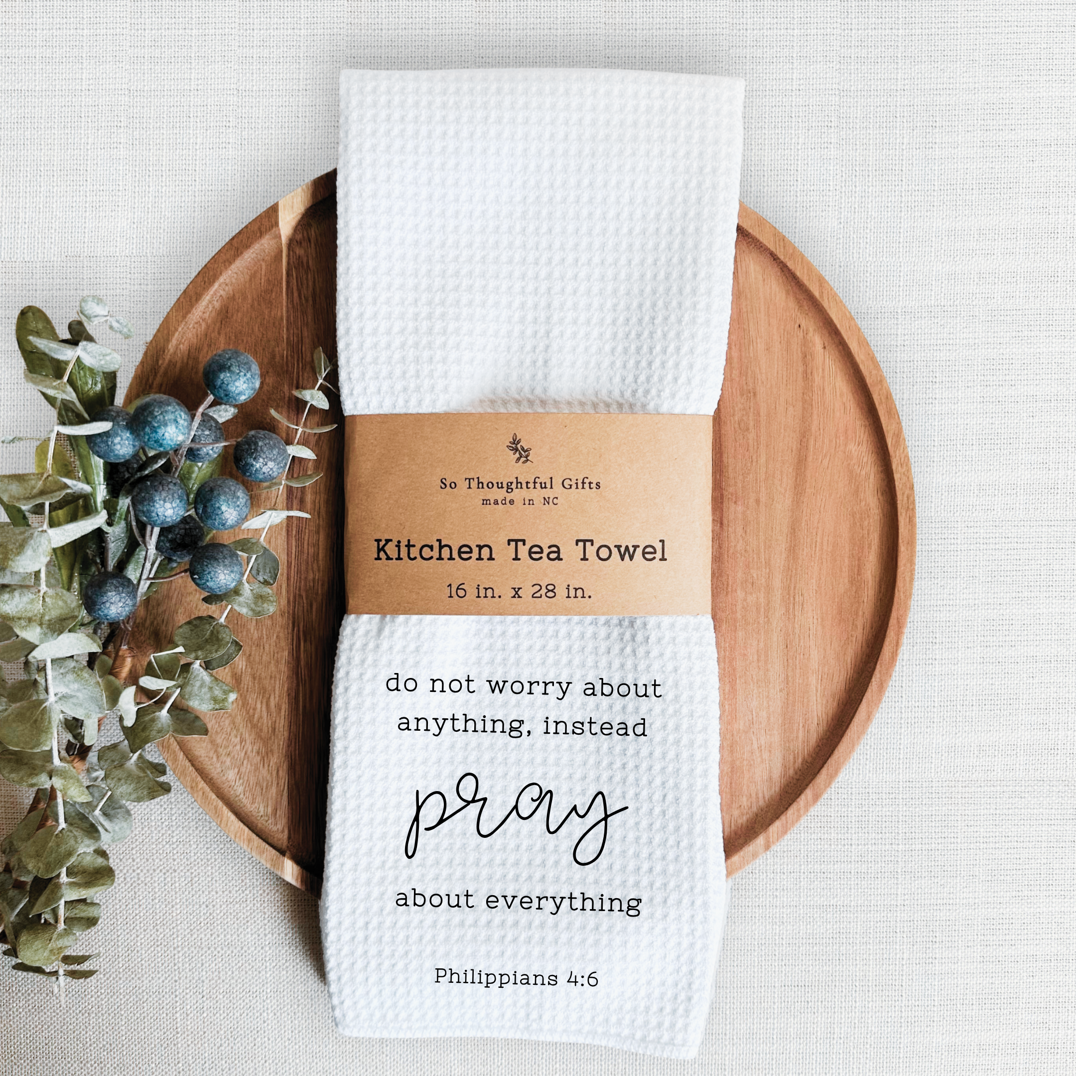 So Thoughtful Gifts - Wholesale Tea Towel - Scripture Dish Towel - Philippians 4:6 | Kitchen Towel1