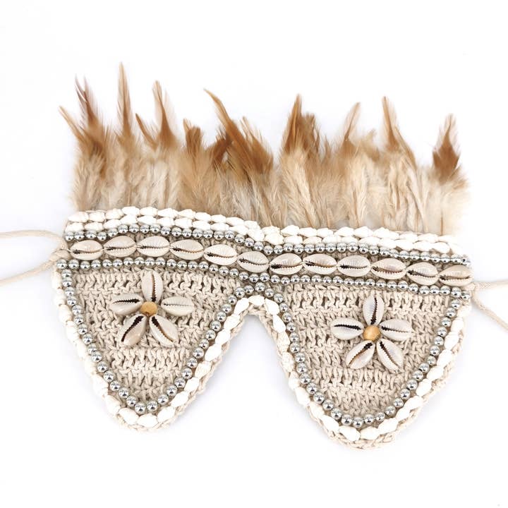 Gypsea Beach Life - Wholesale Anklet - Boho crochet Cowrie Shell Anklet with Beads & Feathers