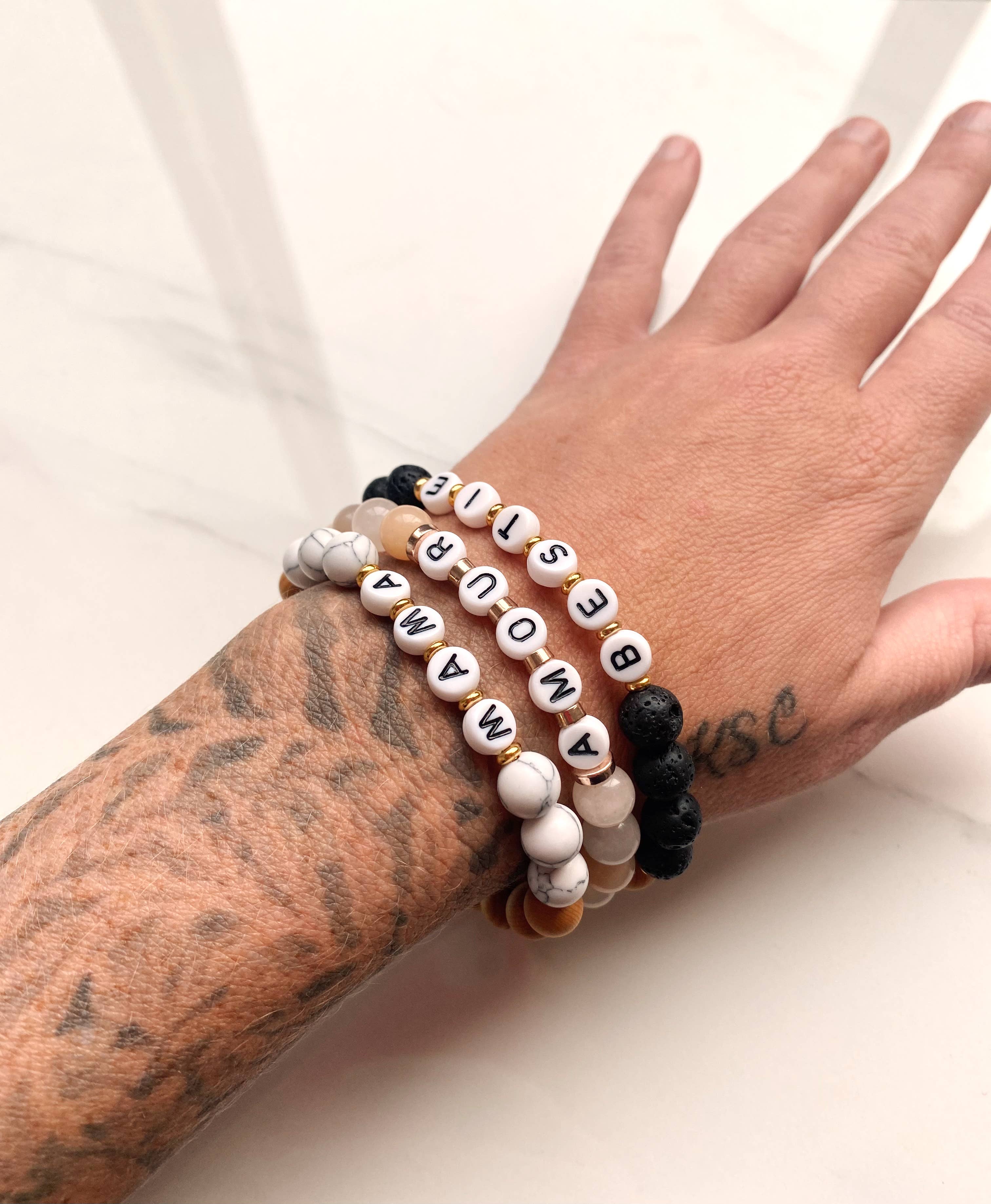 Saige Collective - Wholesale Beaded Bracelet - MAMA - genuine gemstone word bracelet2