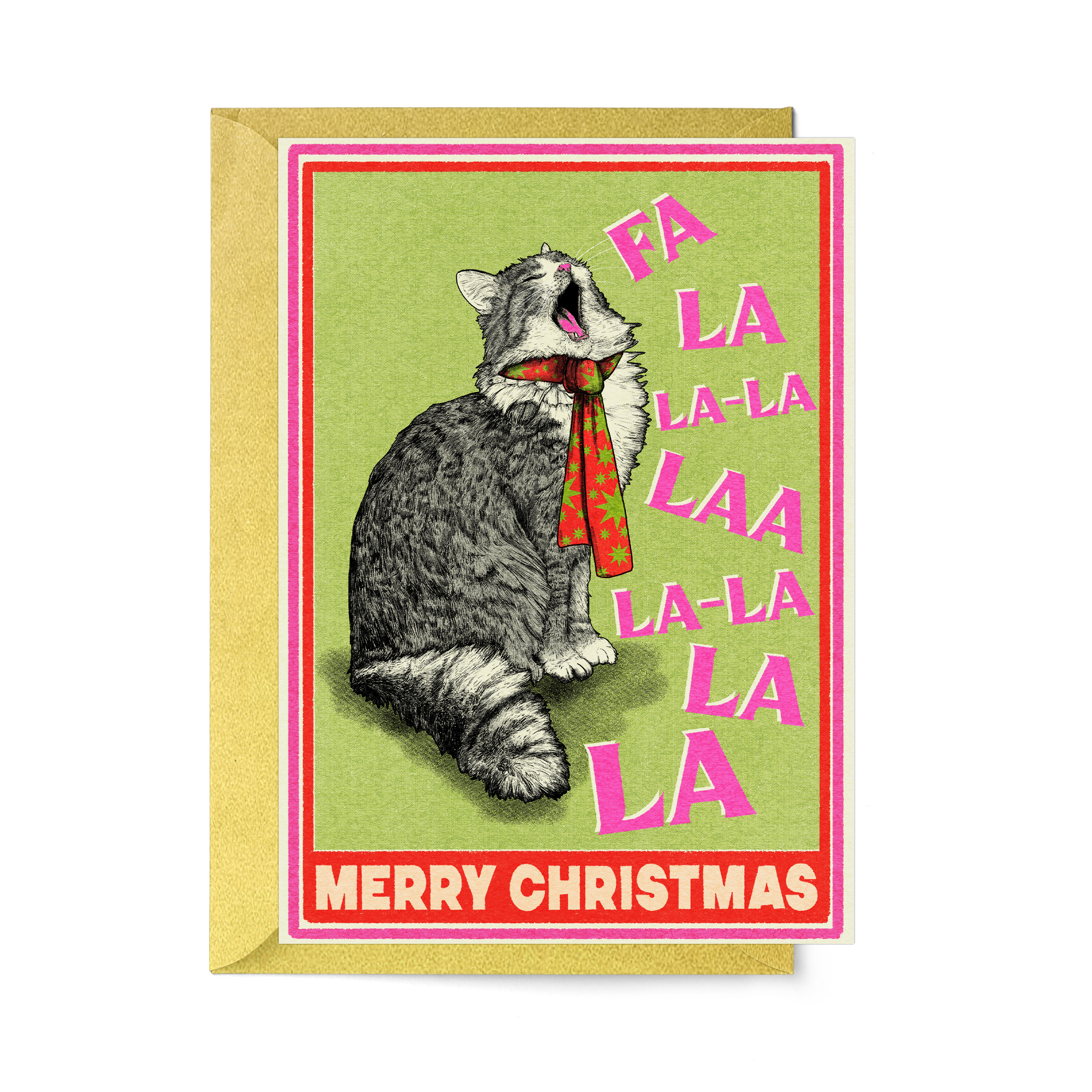 Fawn & Thistle Ltd (US Duties Paid) - Wholesale Christmas Card - Singing Cat Merry Christmas Card | Cute Cat Xmas Card | Cat3