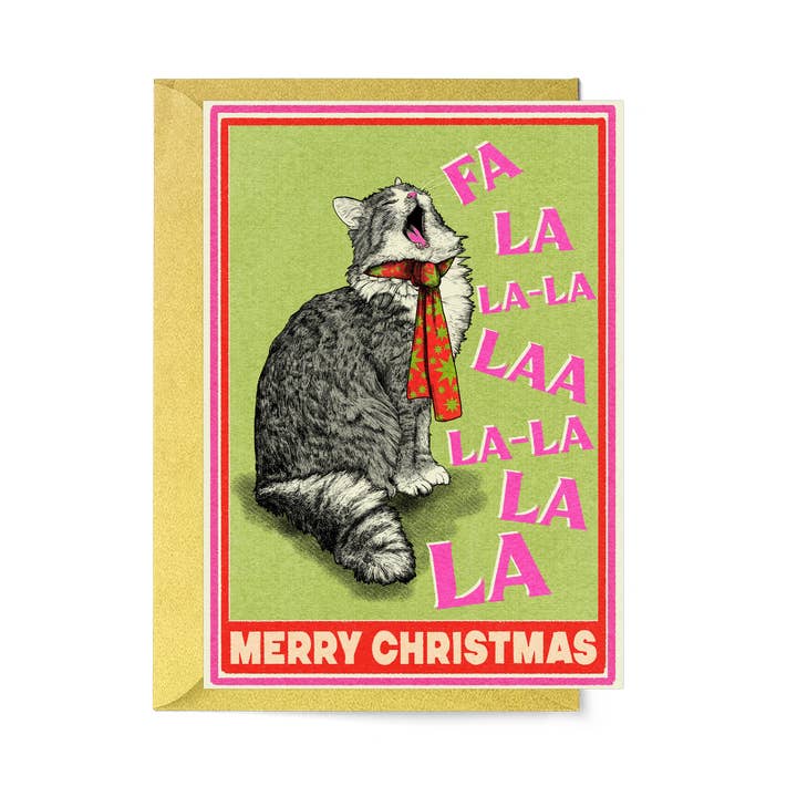 Fawn & Thistle Ltd (US Duties Paid) - Wholesale Christmas Card - Singing Cat Merry Christmas Card | Cute Cat Xmas Card | Cat3