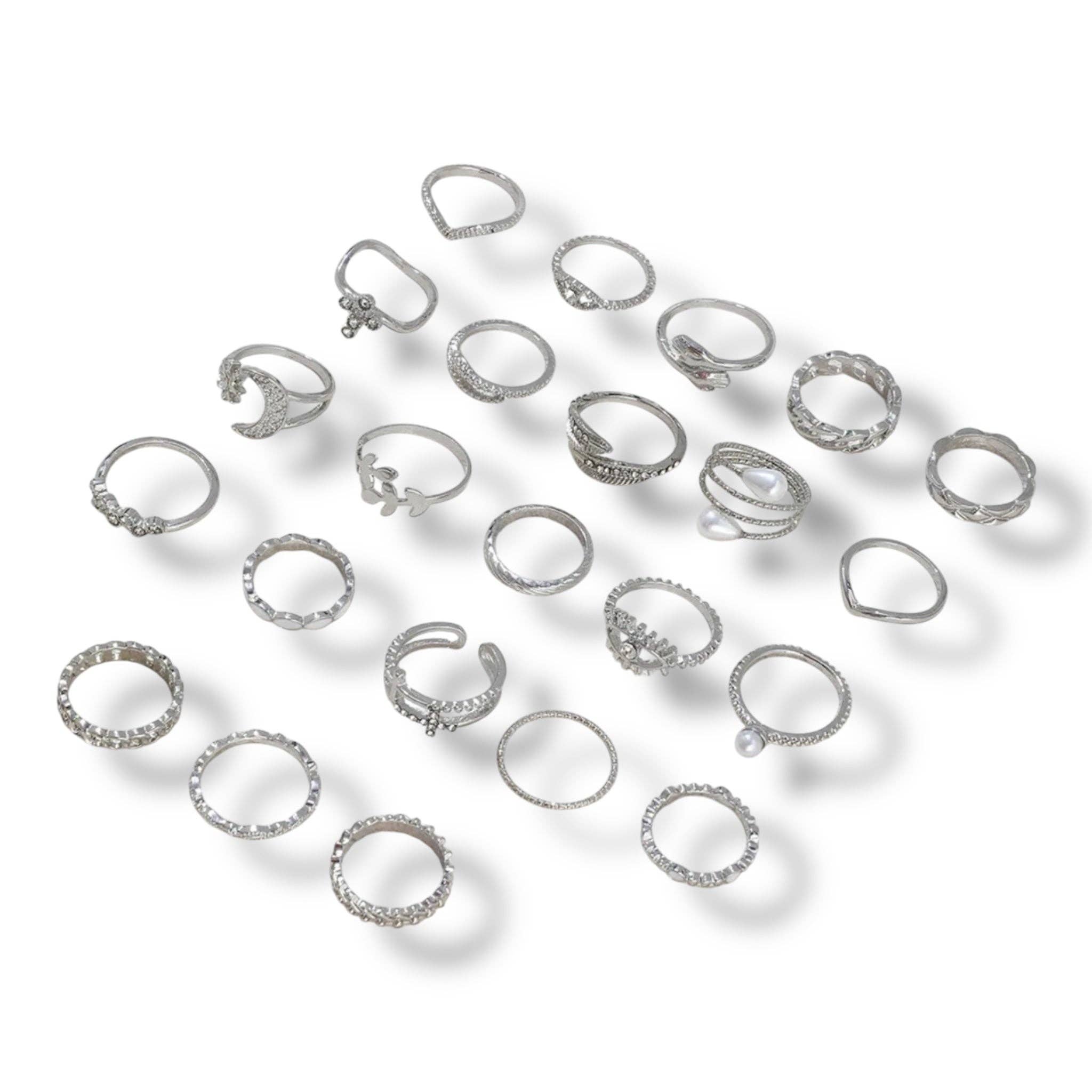 Kinky Pleasure - Wholesale Jewelry Set - Kinky Pleasure - AX113 - Ring Set 23 Rings In Gold Or Silver - In Display Box5