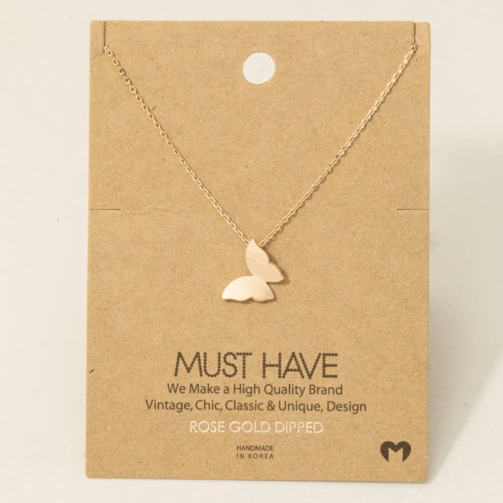 Fame Accessories - Wholesale Pendant/Charm Necklace - Gold Dipped Mini Butterfly Pendant Necklace4