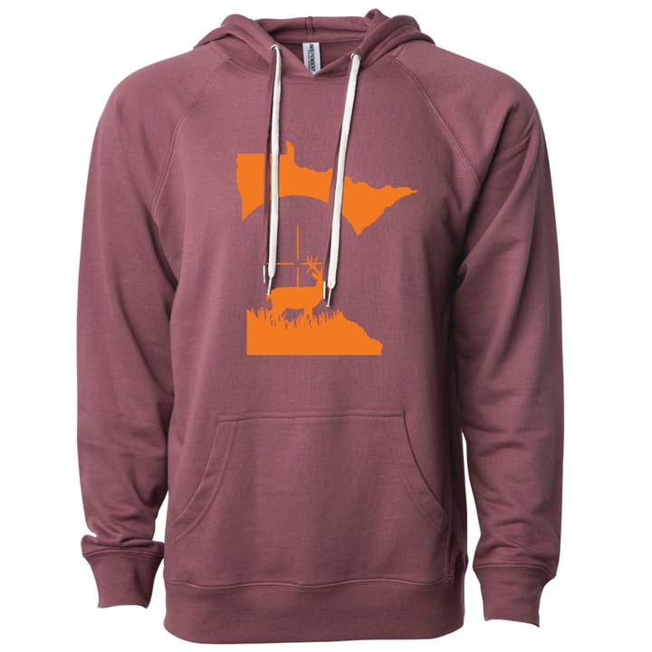 Chandail à capuchon léger Deer Crosshairs Minnesota pour la vente par Minnesota Awesome