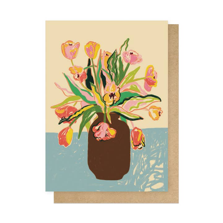 Tulips Vase Greetings Card for wholesale by East End Prints - Greetings Cards & Postcards