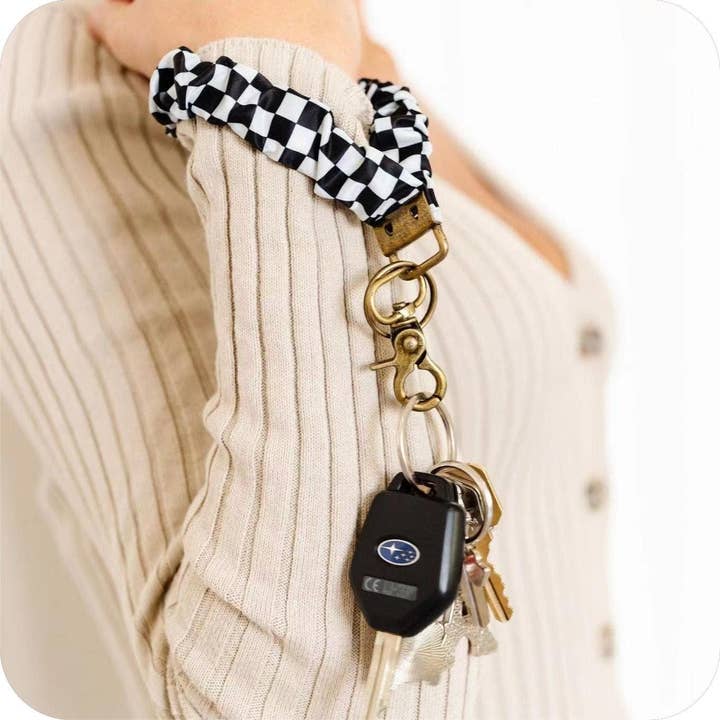 Floral & Checkered Scrunchie Keychain for wholesale by MKS America
