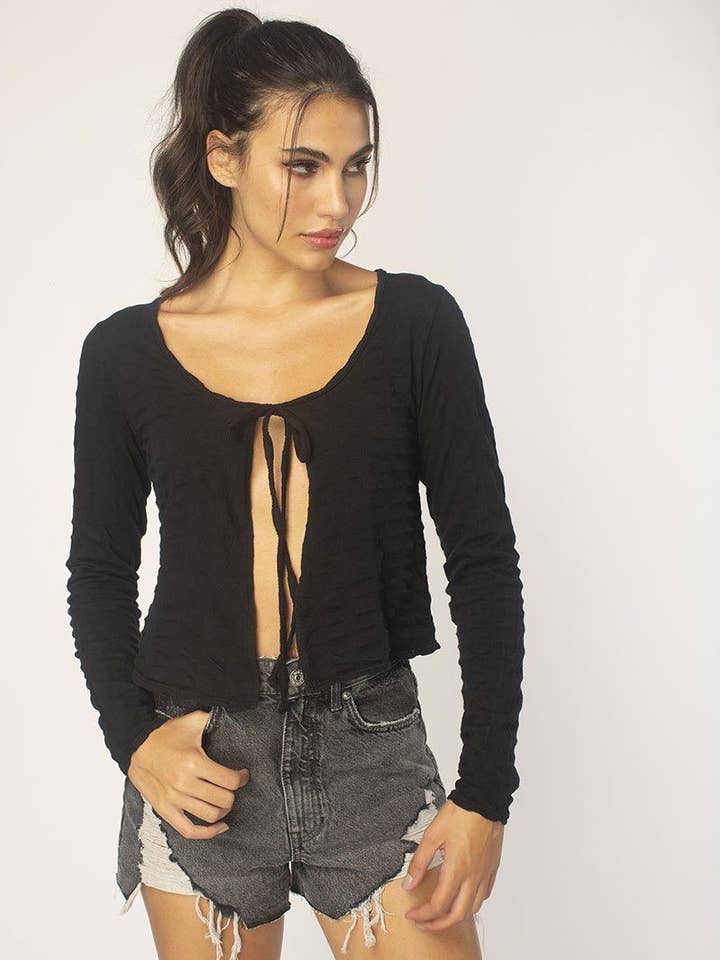 Long Sleeve Tie Front Cardi for wholesale by AMVi