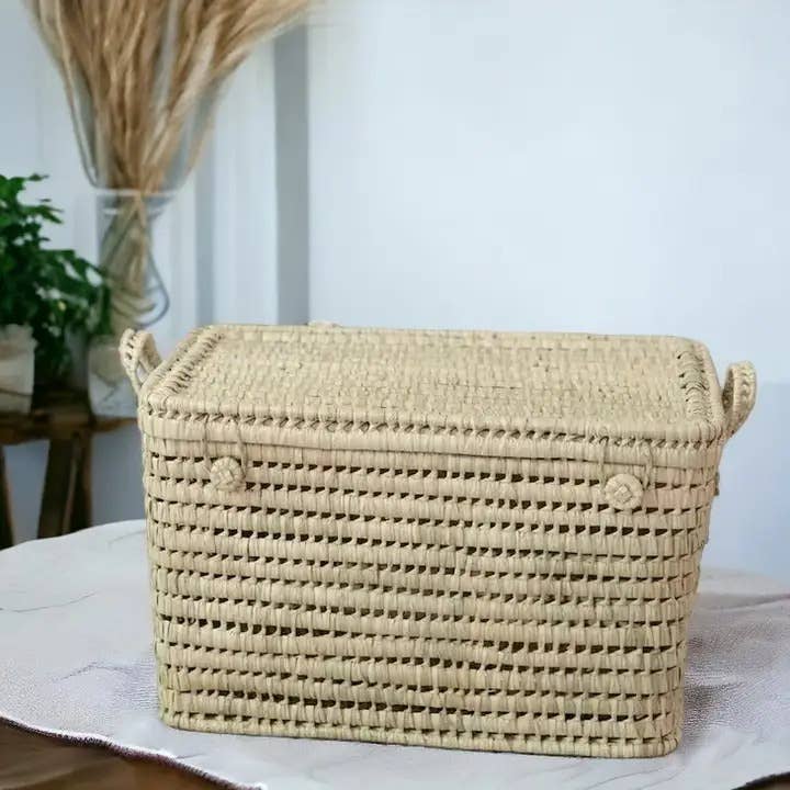 Melecraft - Wholesale Basket - Storage Basket Palm Leaf, Wicker Storage Trunk1