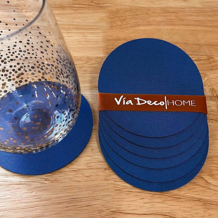 DAVANTI - Wholesale Coasters - Coaster Novotela Shimmer Vinyl Fabric Look & Copper Round