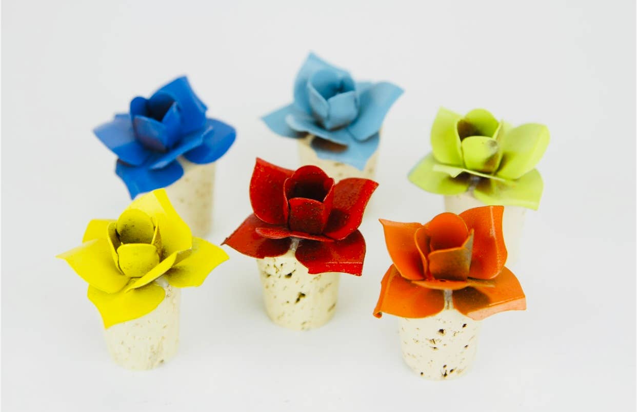 Whimsies - Wholesale Wine Stopper - Wine stopper flowers spring cork metal kitchen eco6