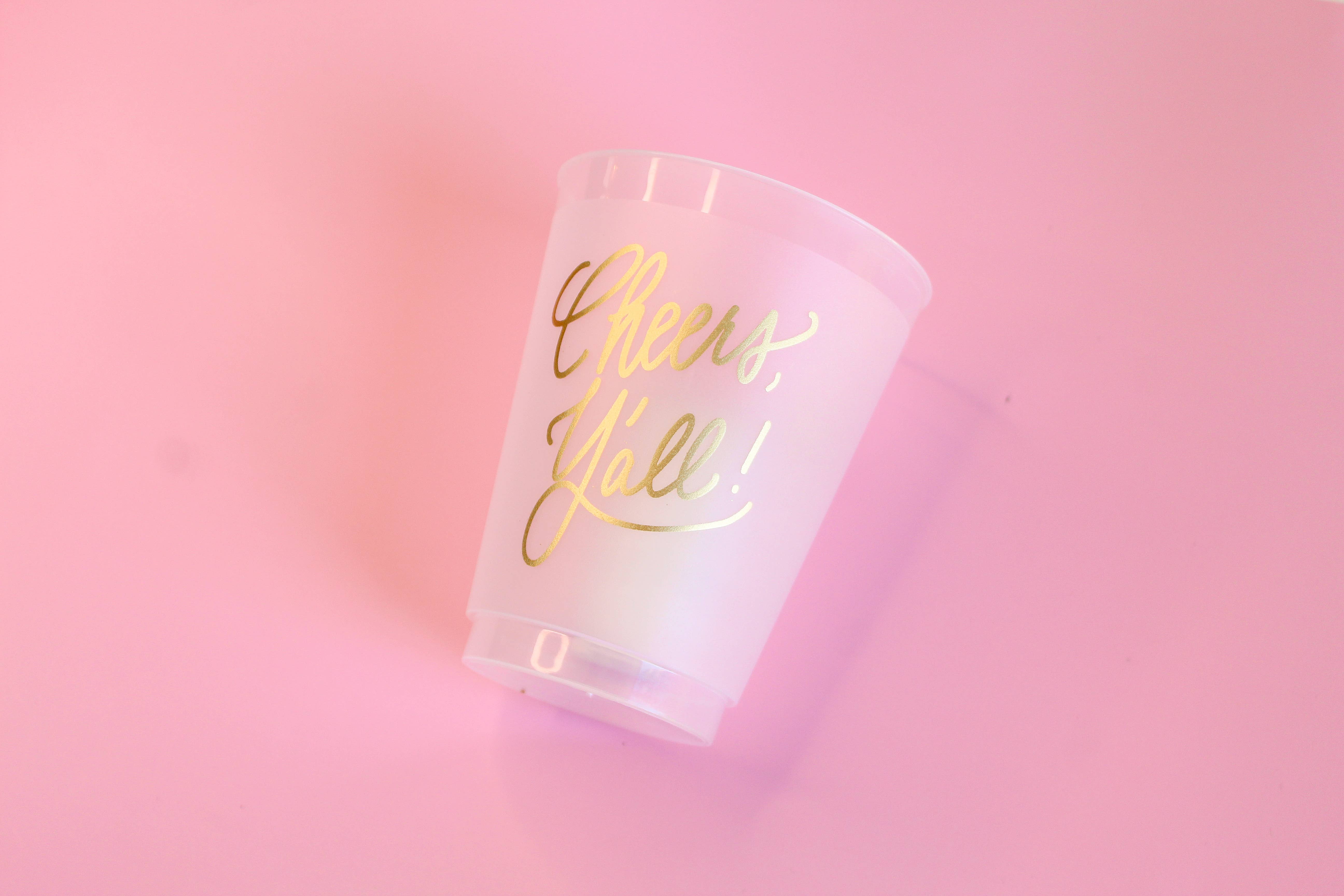 Birdie Mae Designs - Wholesale Disposable Cup - Cheers, Y'all! | Frosted Acrylic 16oz Set of 8 Cups3