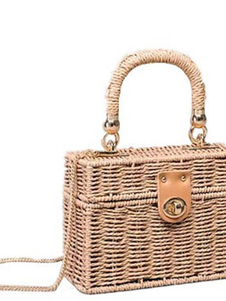 Rattan Rectangle Crossbody Bag BZ-102 for wholesale by anbfashion