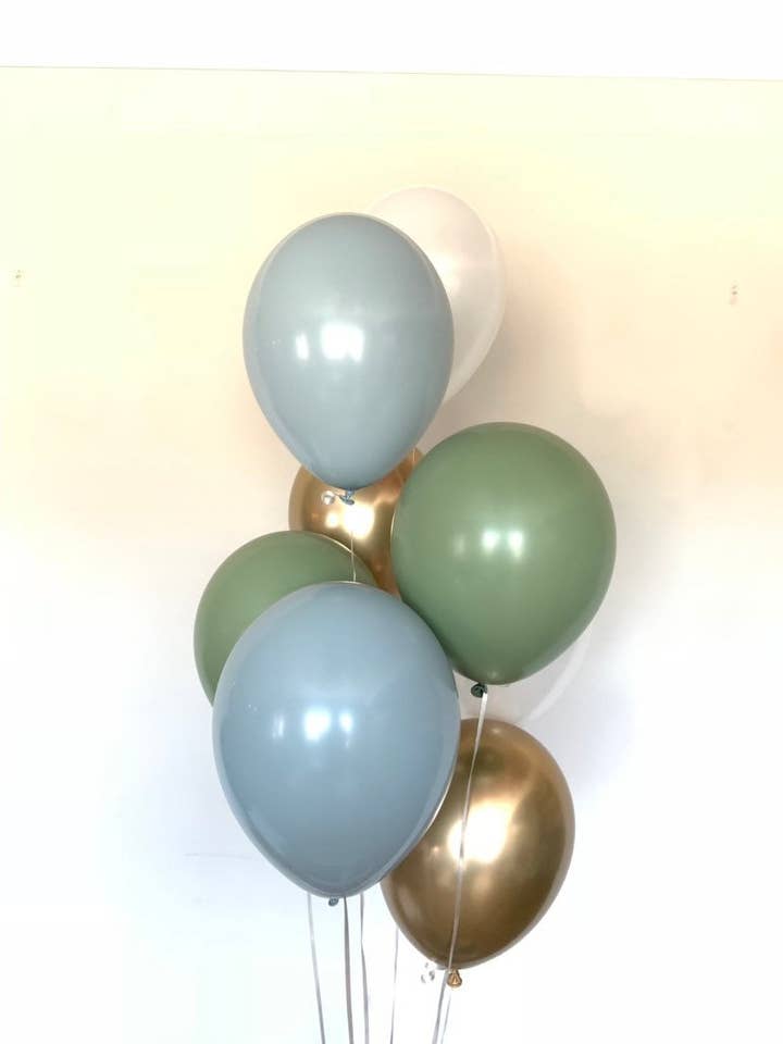 Balões cinza azul e eucalipto | Conjunto de 8 balões de látex por atacado de Hullaballoons