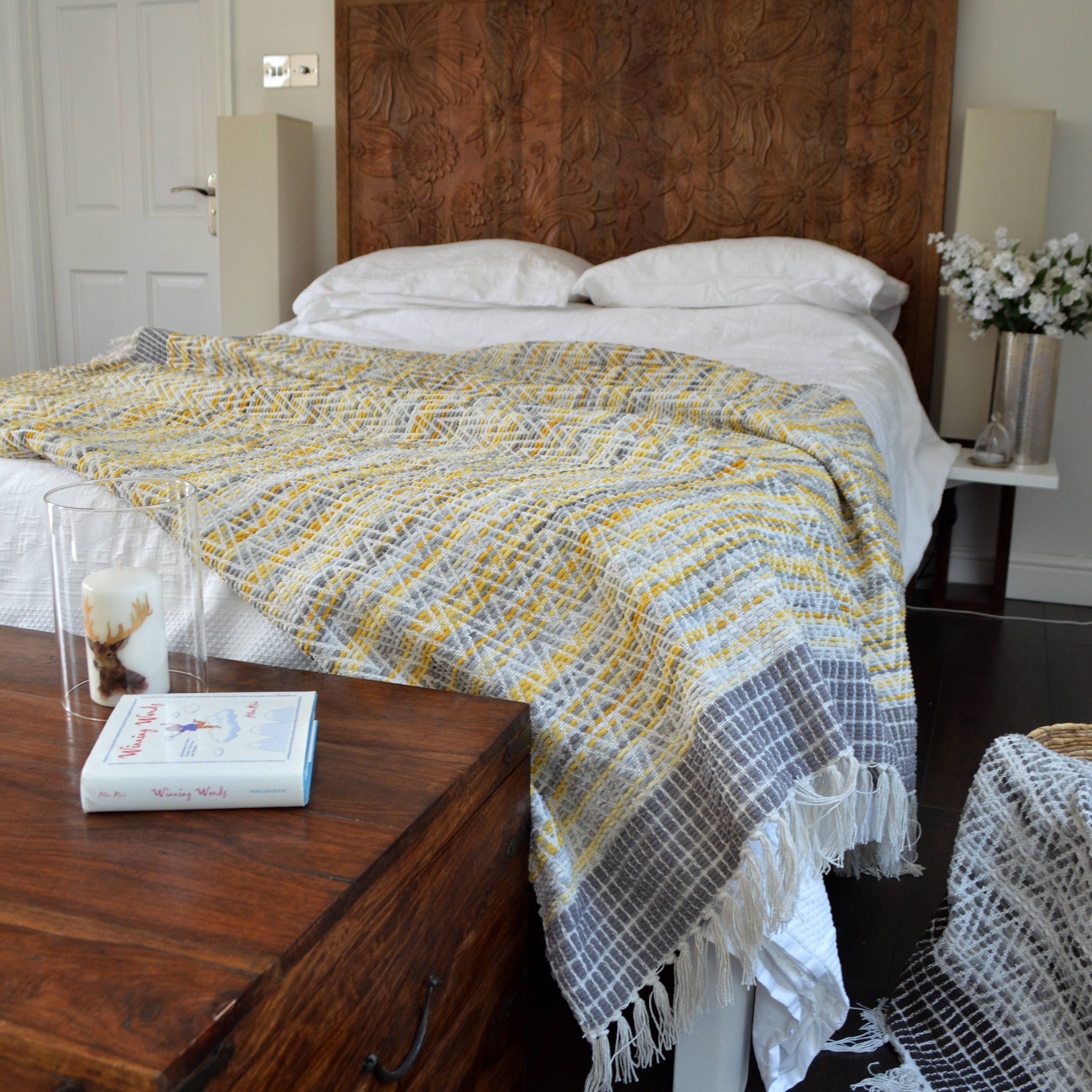 Allure Bath Fashions - Venta al por mayor Mantas de sofá - Mantas de Lana Pesada con Espiga Zig Zag de Arizona6