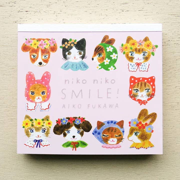 Aiko Fukawa Block Memo Pad | Niko Niko SMILE Animal Note Set for wholesale by 「FUNJI」In Japan