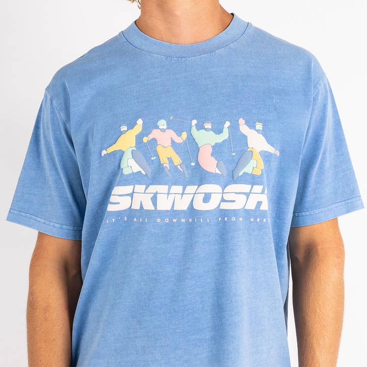 Skwosh - Wholesale Screen printed t-shirt – Men′s - All Downhill Regular Tee In Dusty Blue9