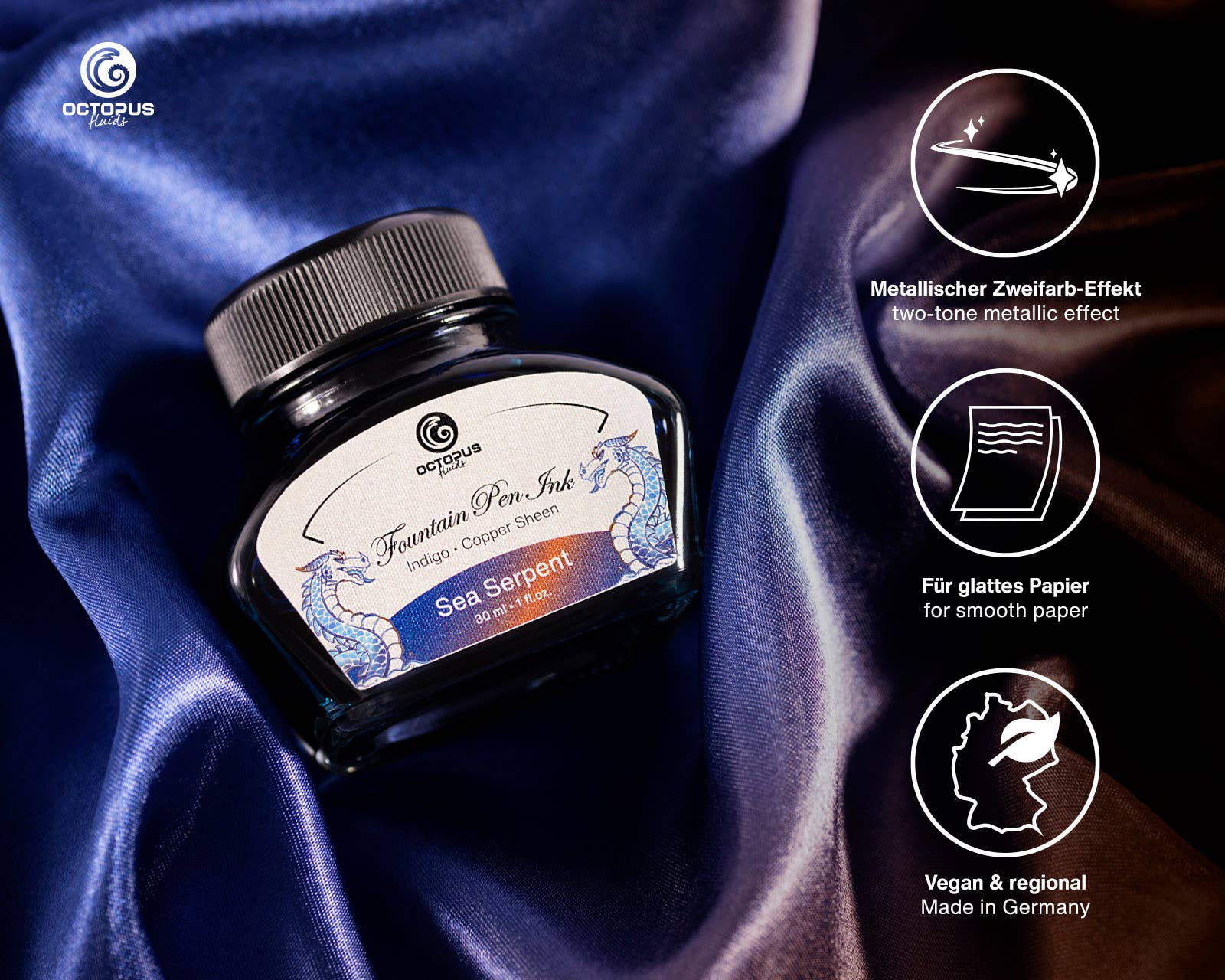 Octopus Concept GmbH - Wholesale Writing Ink - Sheen Sea Serpent Blue Fountain Pen Ink 30ml1