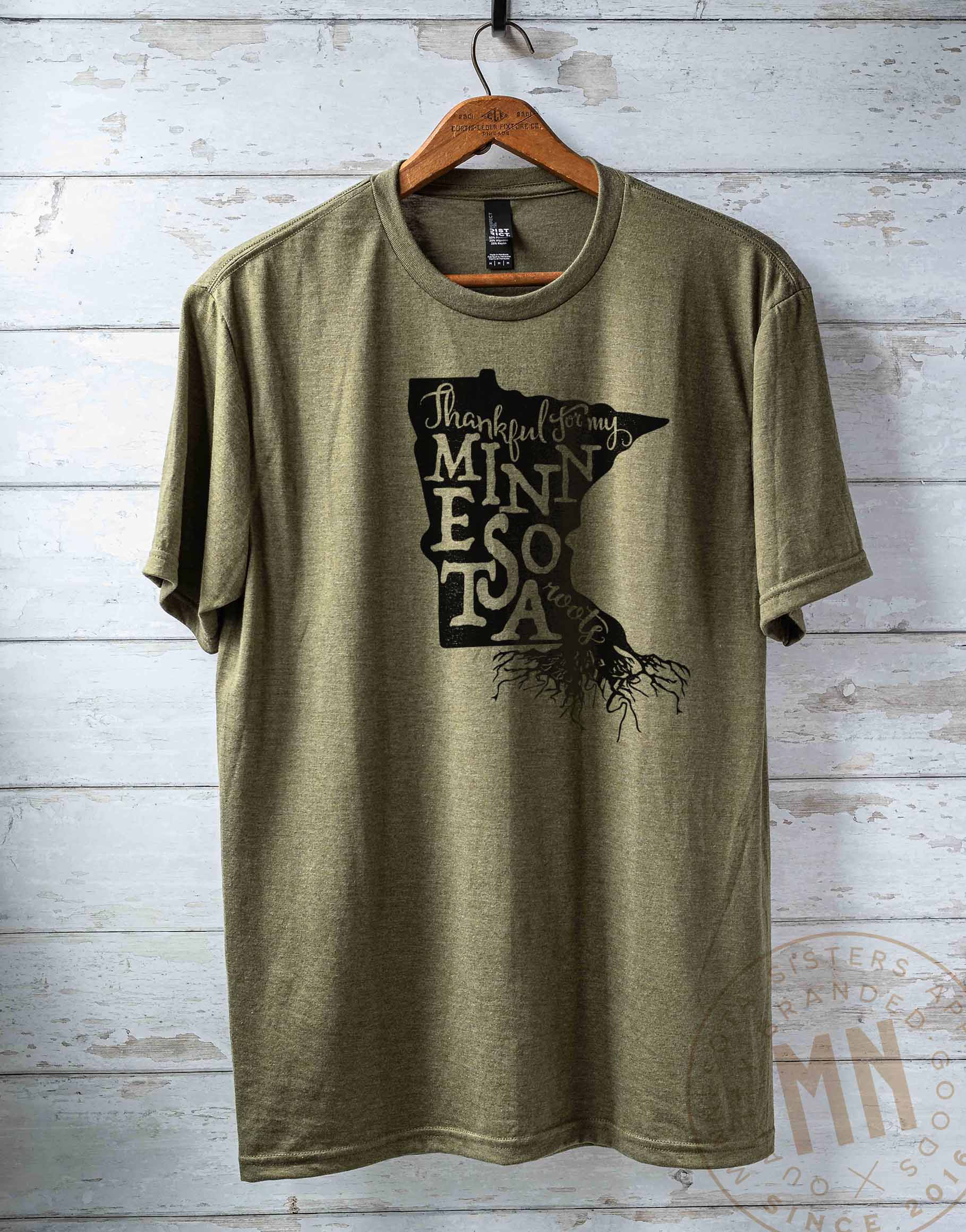 Minnesota Sisters - Wholesale Screen Printed T-Shirt - Unisex - Thankful for My Minnesota Roots T-Shirt with State Graphic7