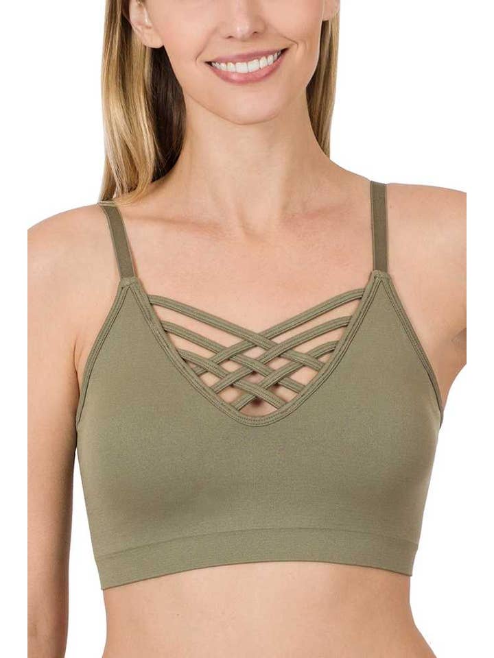 Vanilla Monkey - Wholesale Bralette - Women's - V-lattice Front Bralette With Removable Pads