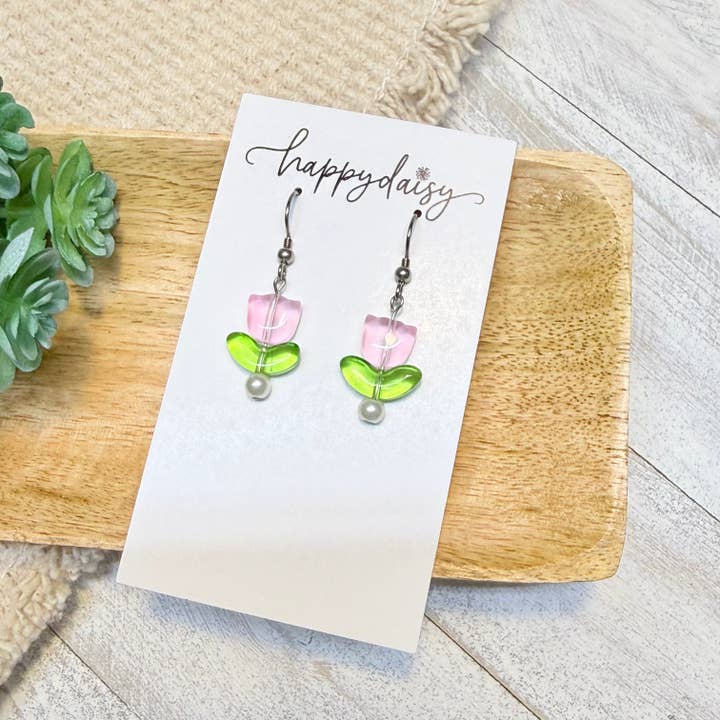 Pink & Green Flower - Beaded for wholesale by happydaisy